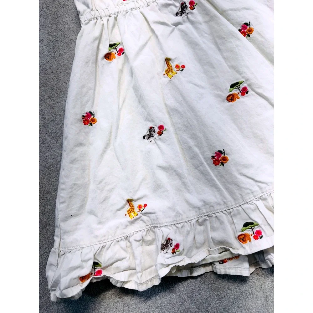 Gymboree 4T Safari Animals Embroidered Halter Dress Girls White Cotton Summer